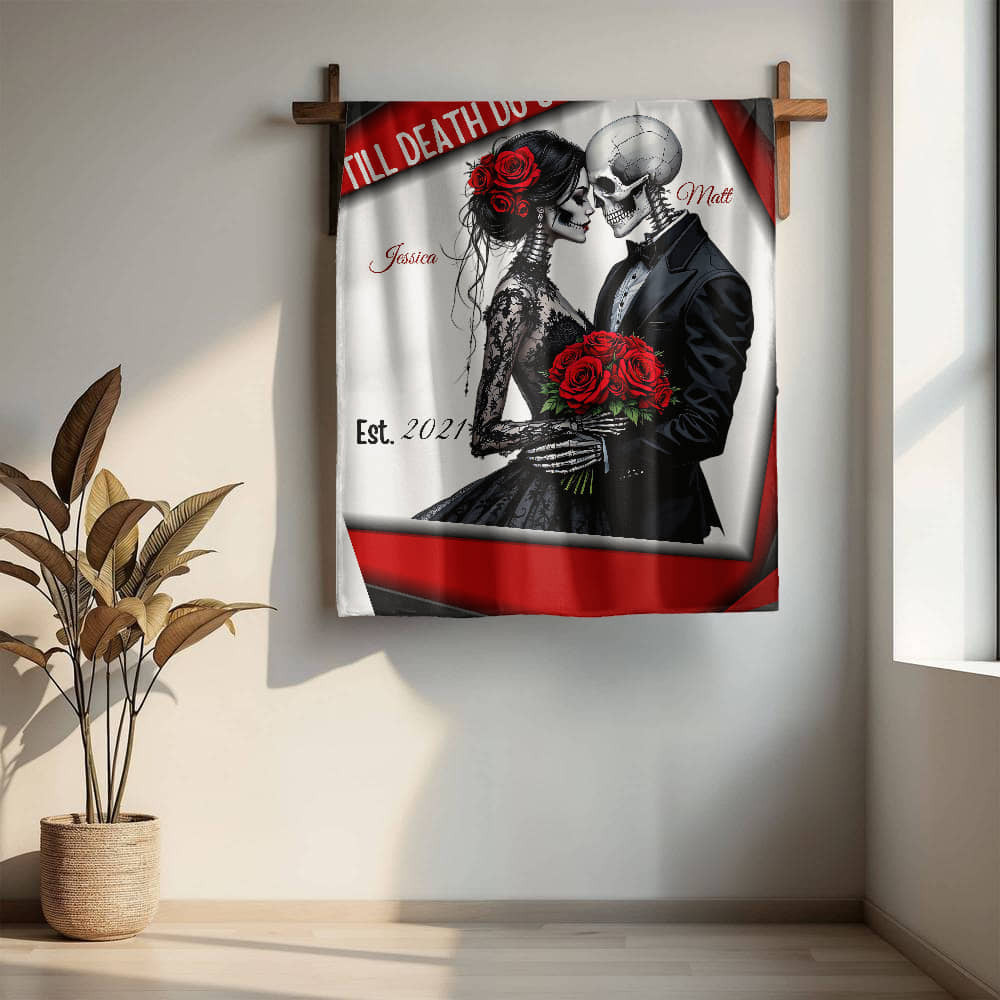 A Skeleton Personalized Love Sherpa or Fleece Blanket