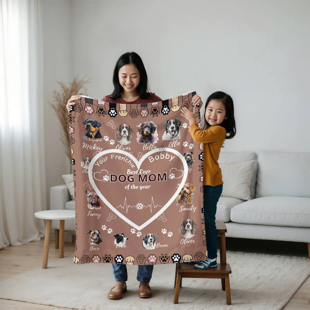 A Dog Mom Sherpa Fleece Blanket (3:4)