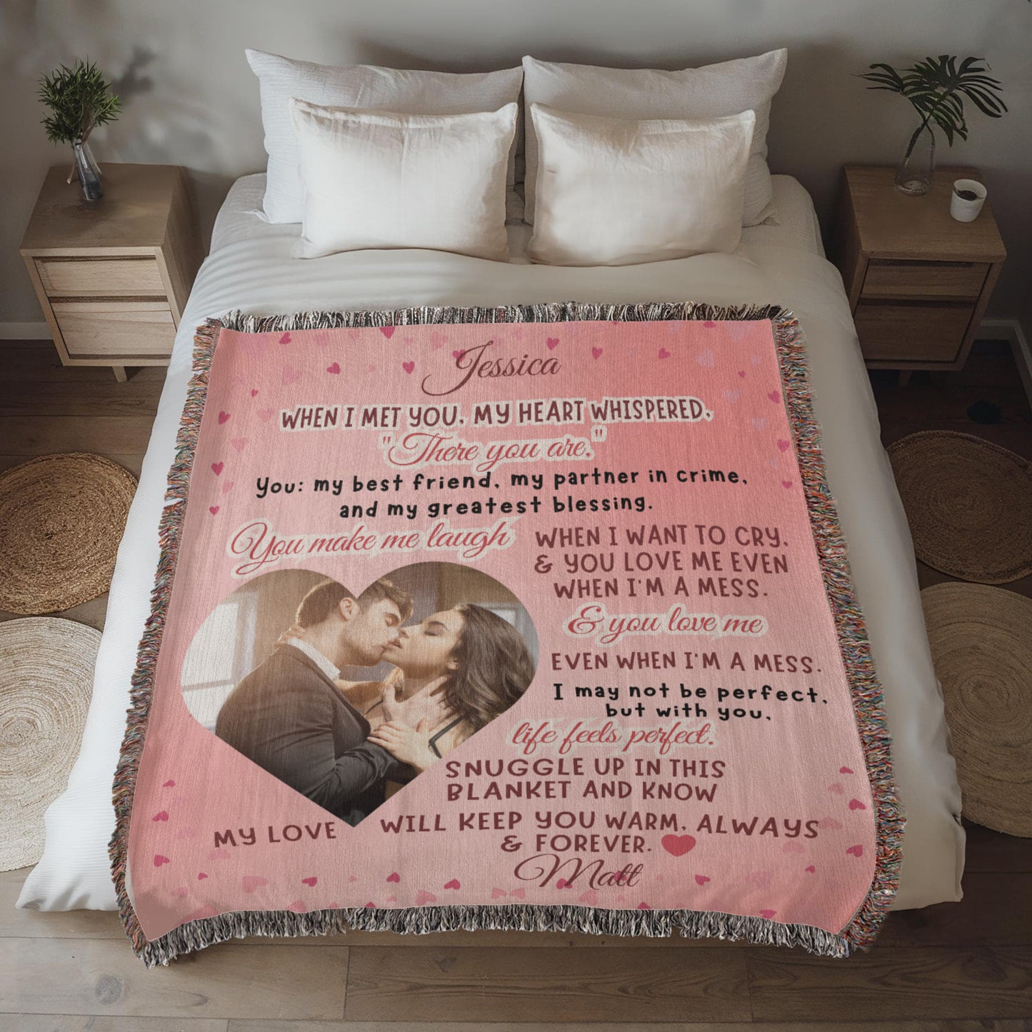 Heart Love Sherpa Fleece Blanket for Wife, Girlfriend, Partner or Soulmate