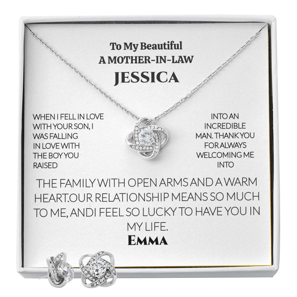 A Custom Love Earring & Necklace SetGift for Mom-In-Law