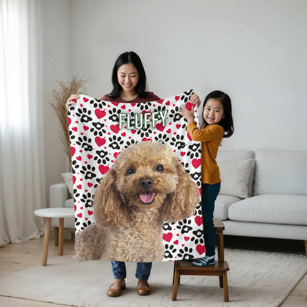 A Personalized Dog Sherpa or Fleece Blanket. Two Sizes.