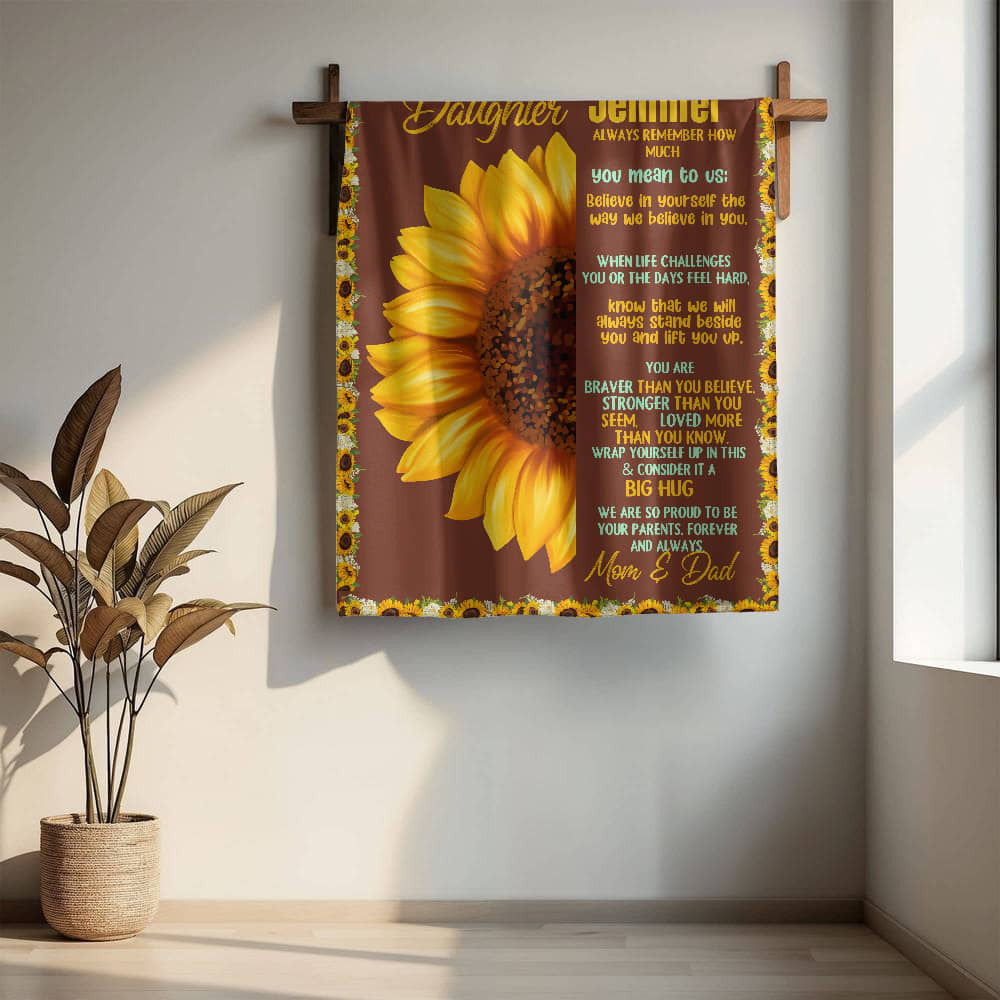 A Sunflower Daughter from Dad Heirlooom, Sherpa or Fleece Blanket (3:4)