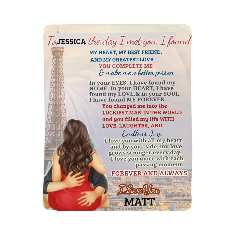 A Love Letter from Paris to My Wife, Partner or Girlfriend, a Sherpa, Fleece or Woven Blanket
