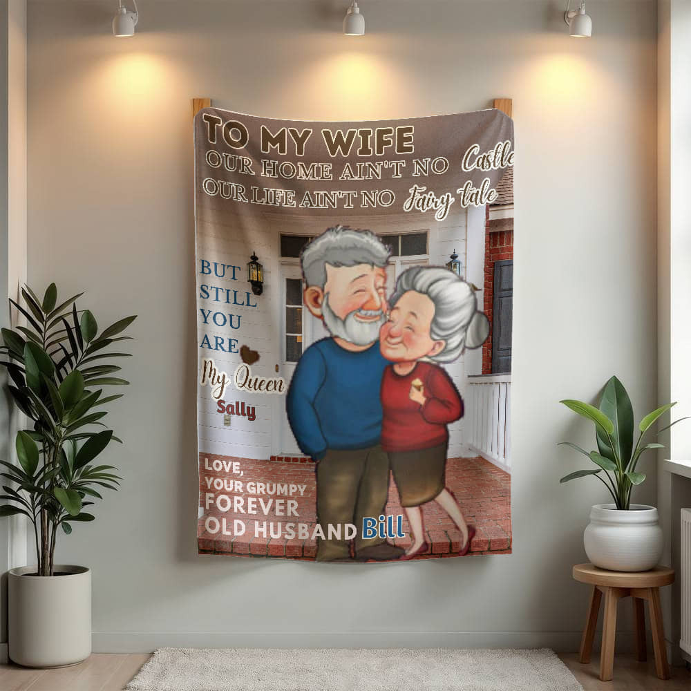 A No Castle Love Sherpa or Fleece Blanket for Older Couples