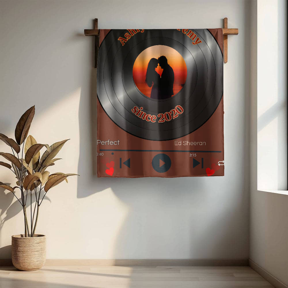 A Personalized Love Music Sherpa or Fleece Blanket