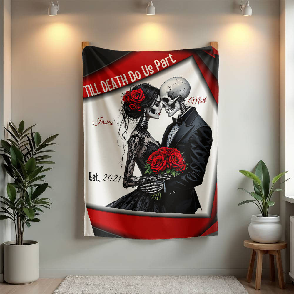 A Skeleton Personalized Love Sherpa or Fleece Blanket