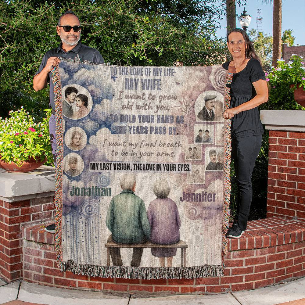 Never Forget I Love You Heirloom Woven Blanket for Wife from husbandHeirloom Photo Woven Blanket (Portrait)