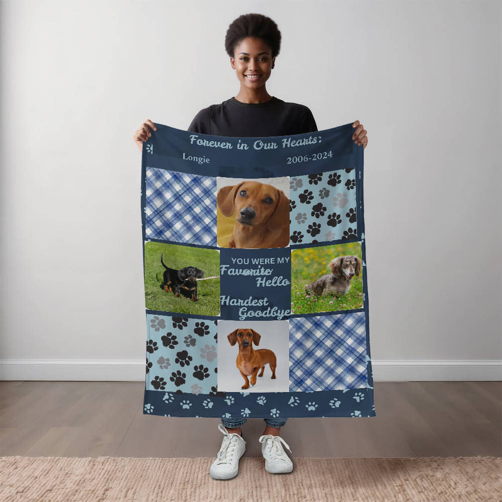 A Photo Personalized Dog Memorial Sherpa or Fleece Blanket