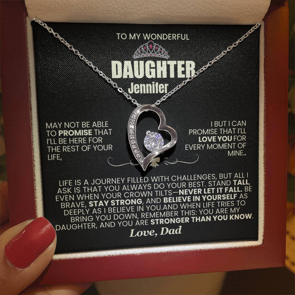 To My Princess Daughter Forever Love Necklace vintage and black
