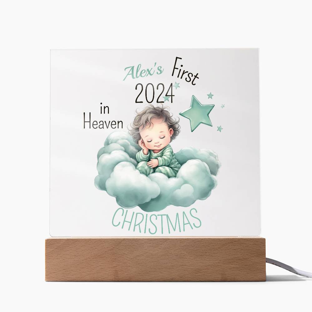 PersonalizedBaby Memorial Gift Custom Night Lamp For Lost Son 1st Christmas Daughter Name Year Holiday Decor Plaque Keepsake Family Present
