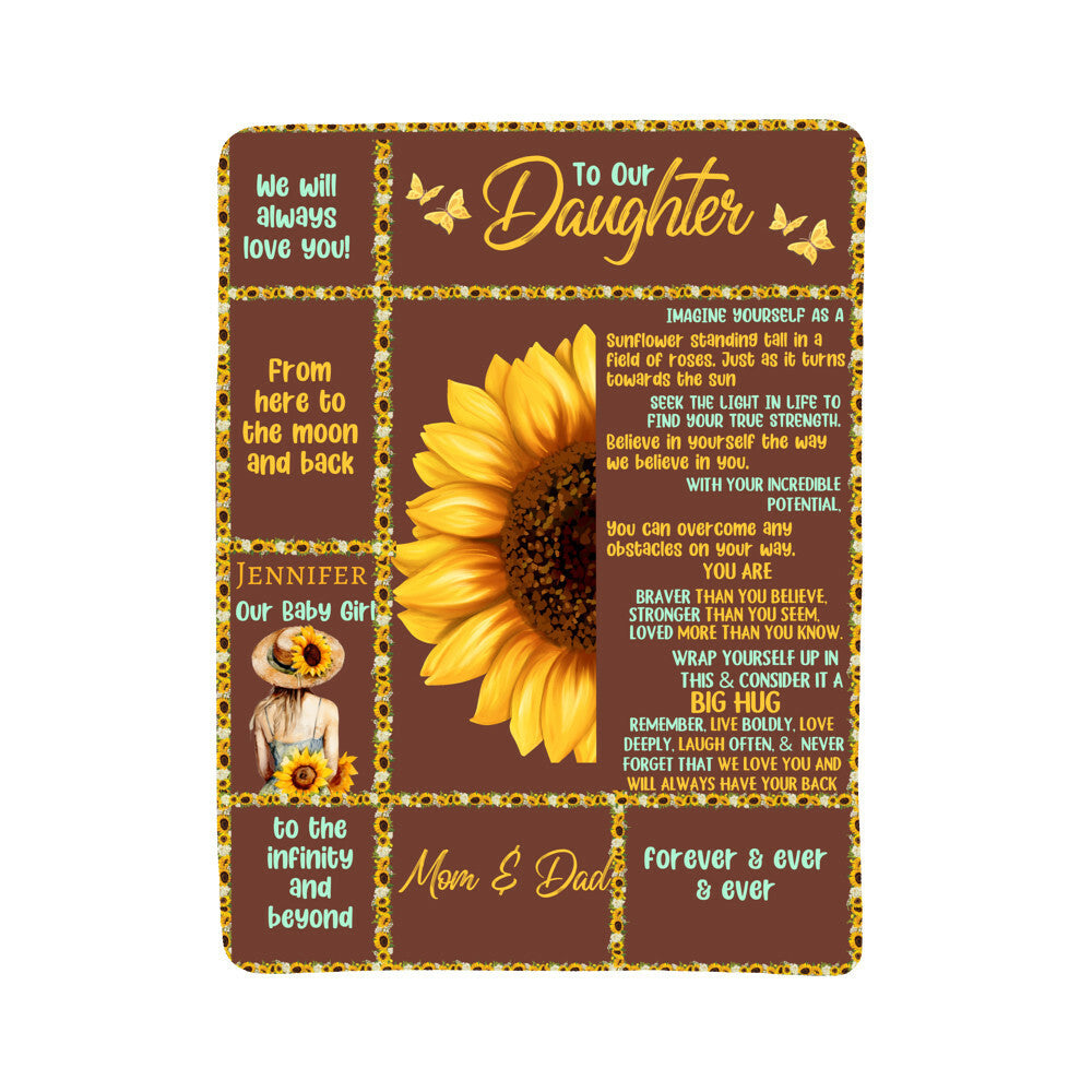 A Sunflower T Sections Daughter from Dad Sherpa or Fleece Blanket (3:4)