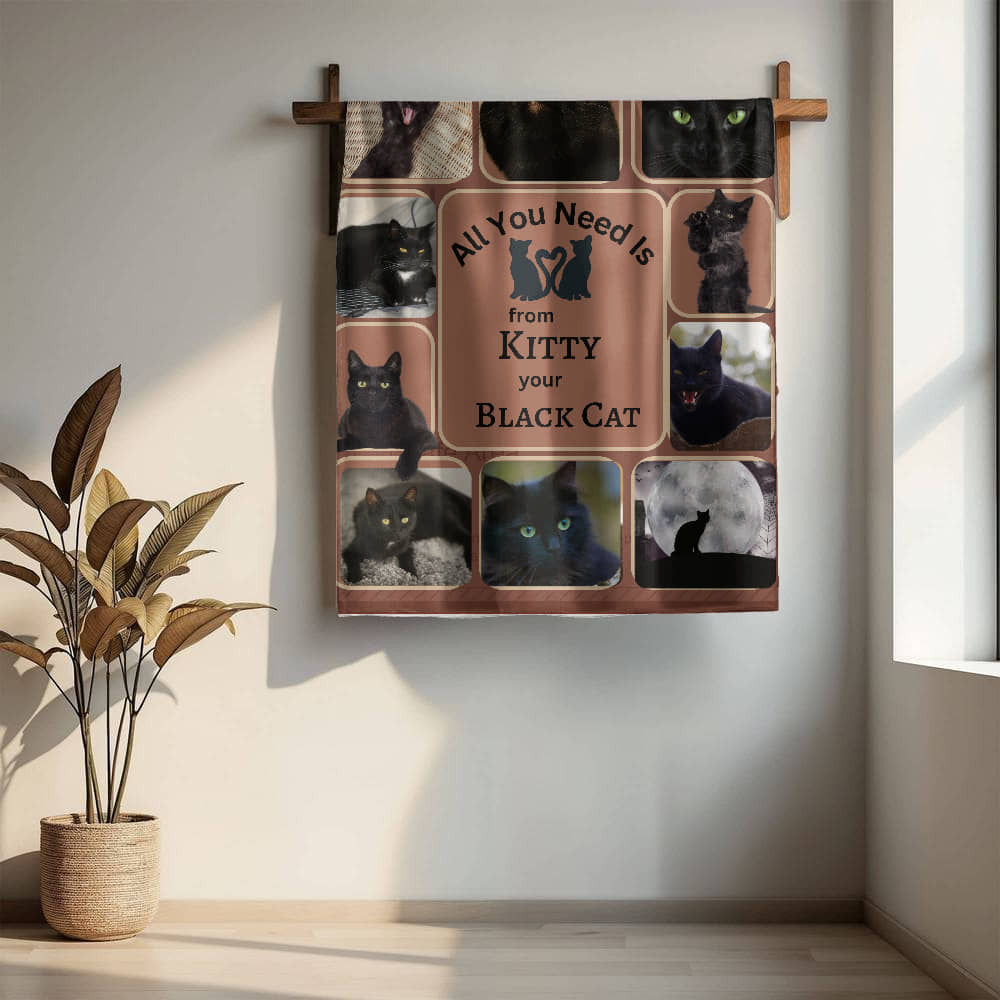 A Photo Personalized Cat Sherpa or Fleece Blanket