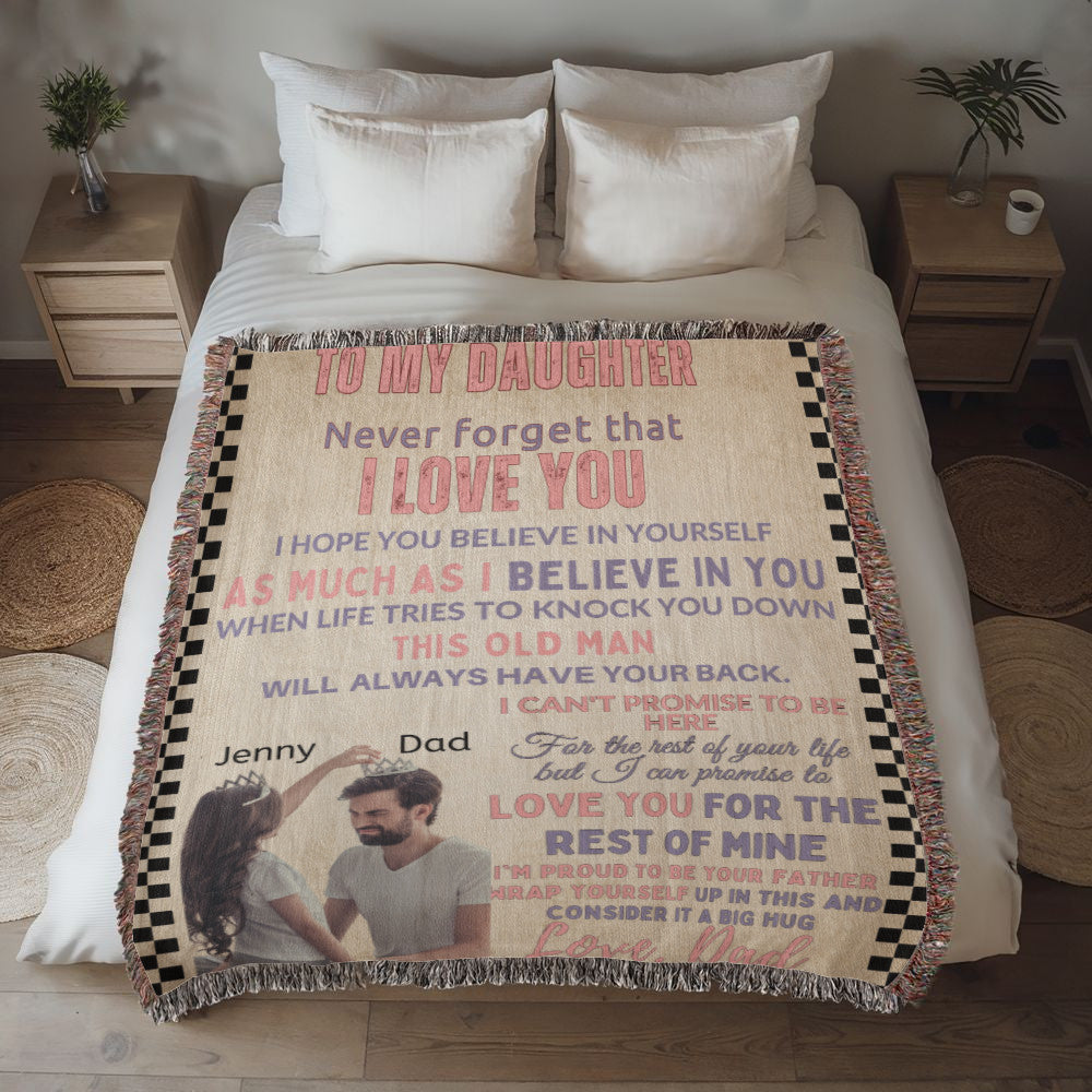 A Daughter from Dad photo name heirloom, sherpa or fleece vintage blanket