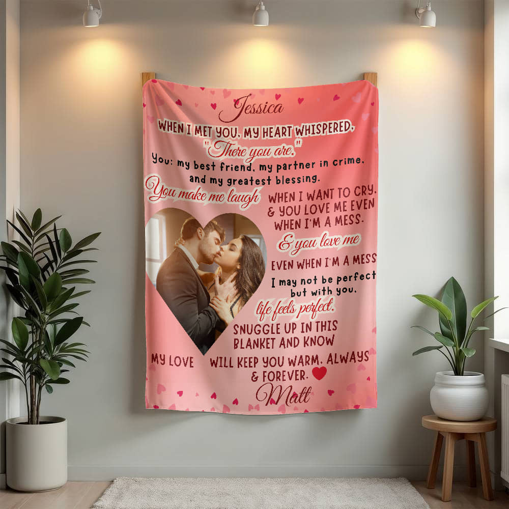 Heart Love Sherpa Fleece Blanket for Wife, Girlfriend, Partner or Soulmate