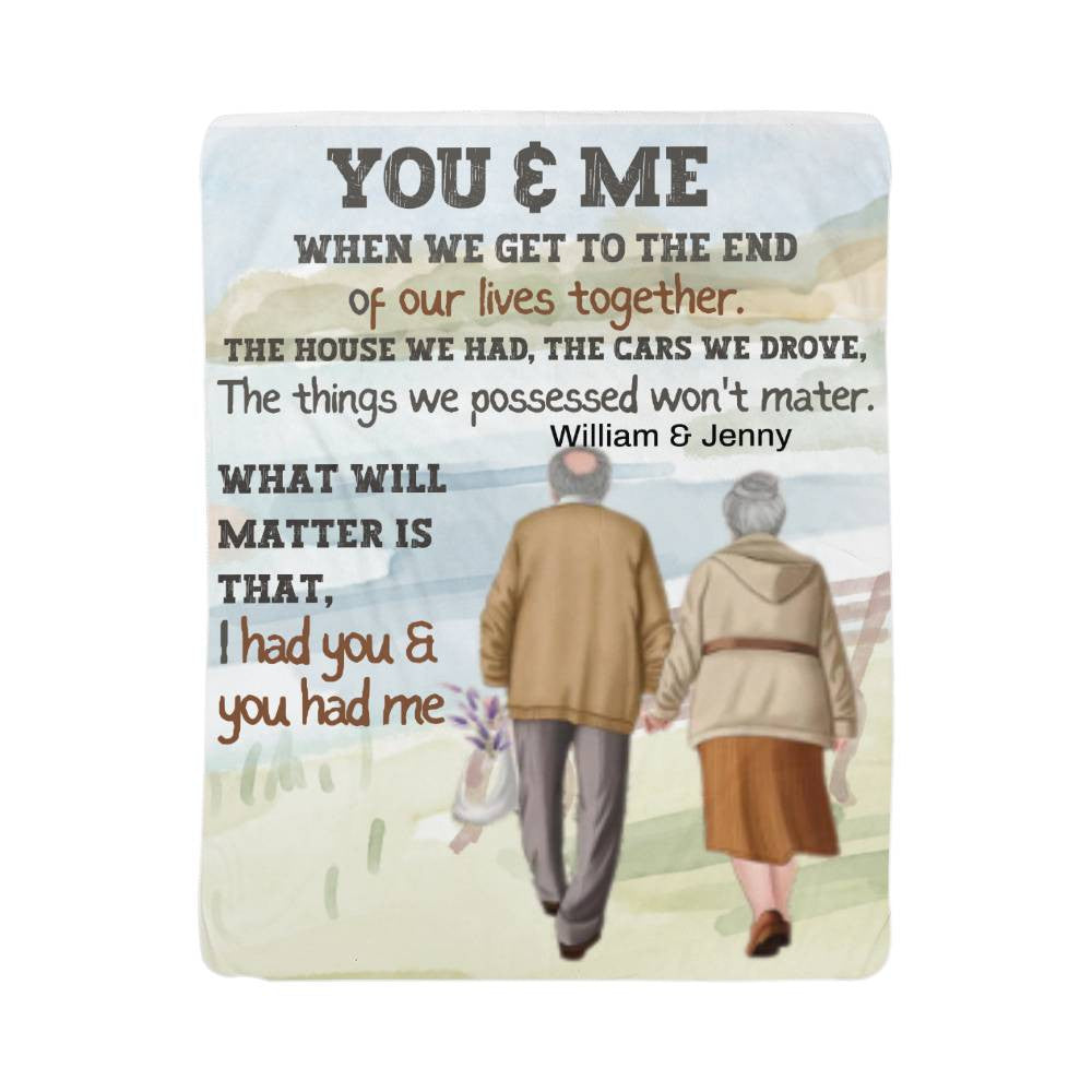 A Personalized Old Couple Sherpa or Fleece Blanket