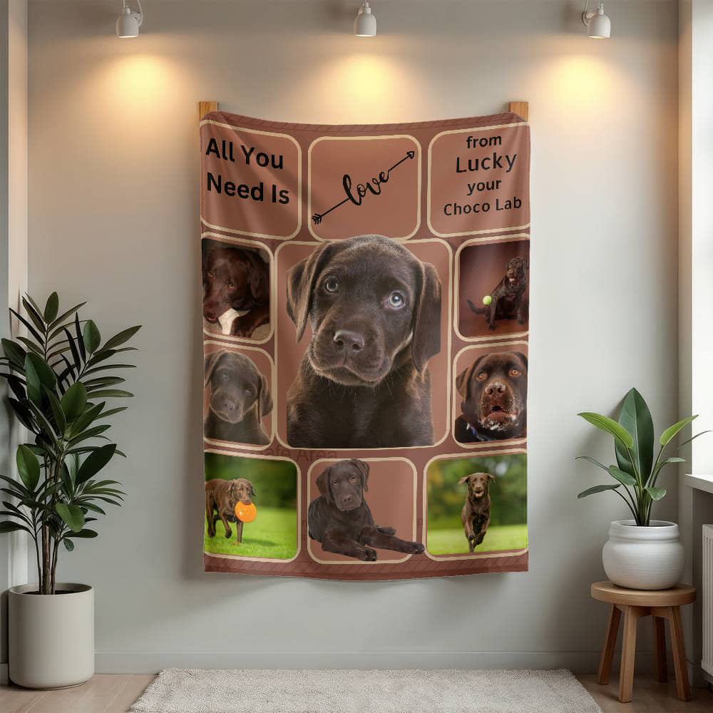 A Photo Personalized Dog Sherpa or Fleece Blanket