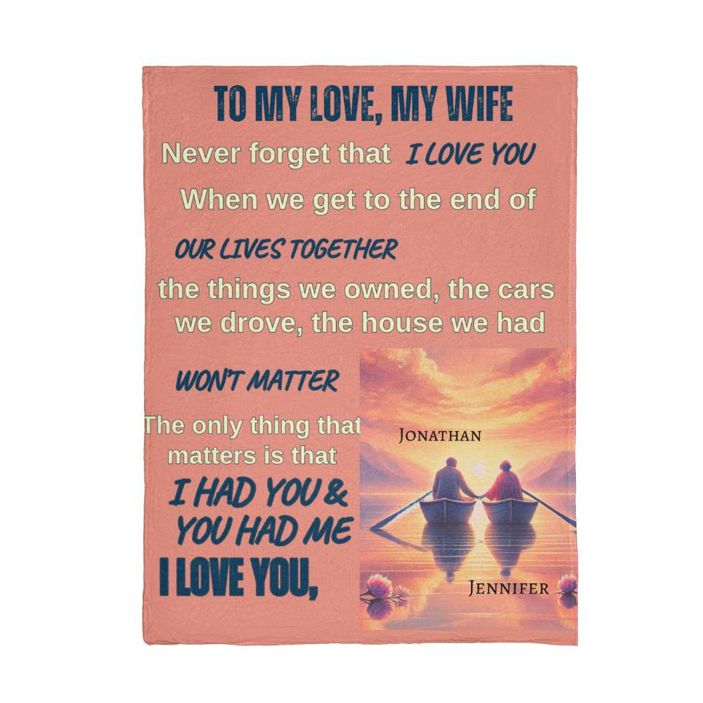 On the Lake Sherpa or Fleece Blanket for Wife from husband