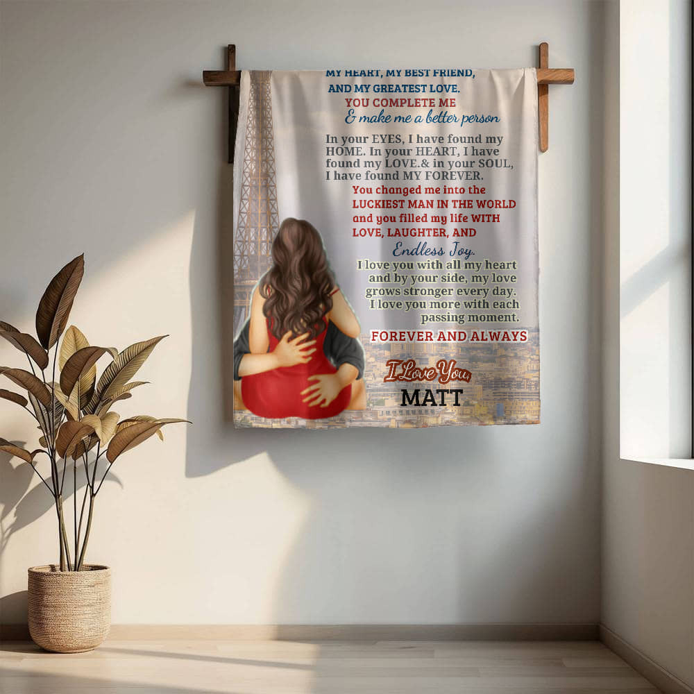 A Love Letter from Paris to My Wife, Partner or Girlfriend, a Sherpa, Fleece or Woven Blanket