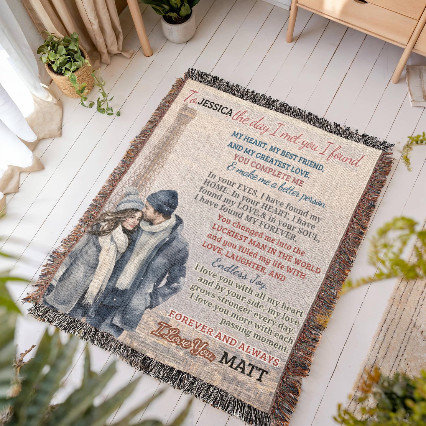 A Love Letter from My Girlfriend, Wife or Partner, a Sherpa, Fleece or Woven Blanket