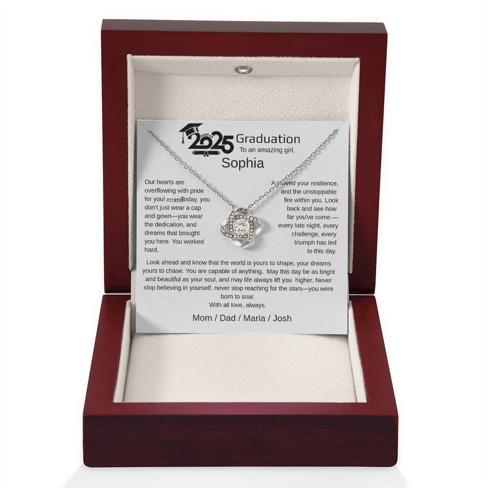 A Graduation Personalized Necklace Gift for a Woman.