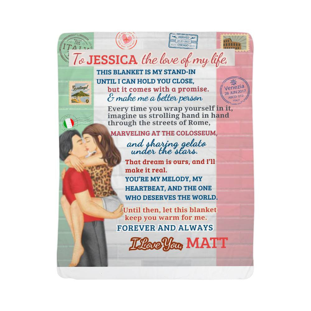 A Love Letter from Italy to my Wife, Girlfriend or Partner, a Sherpa, Fleece or Woven Blanket