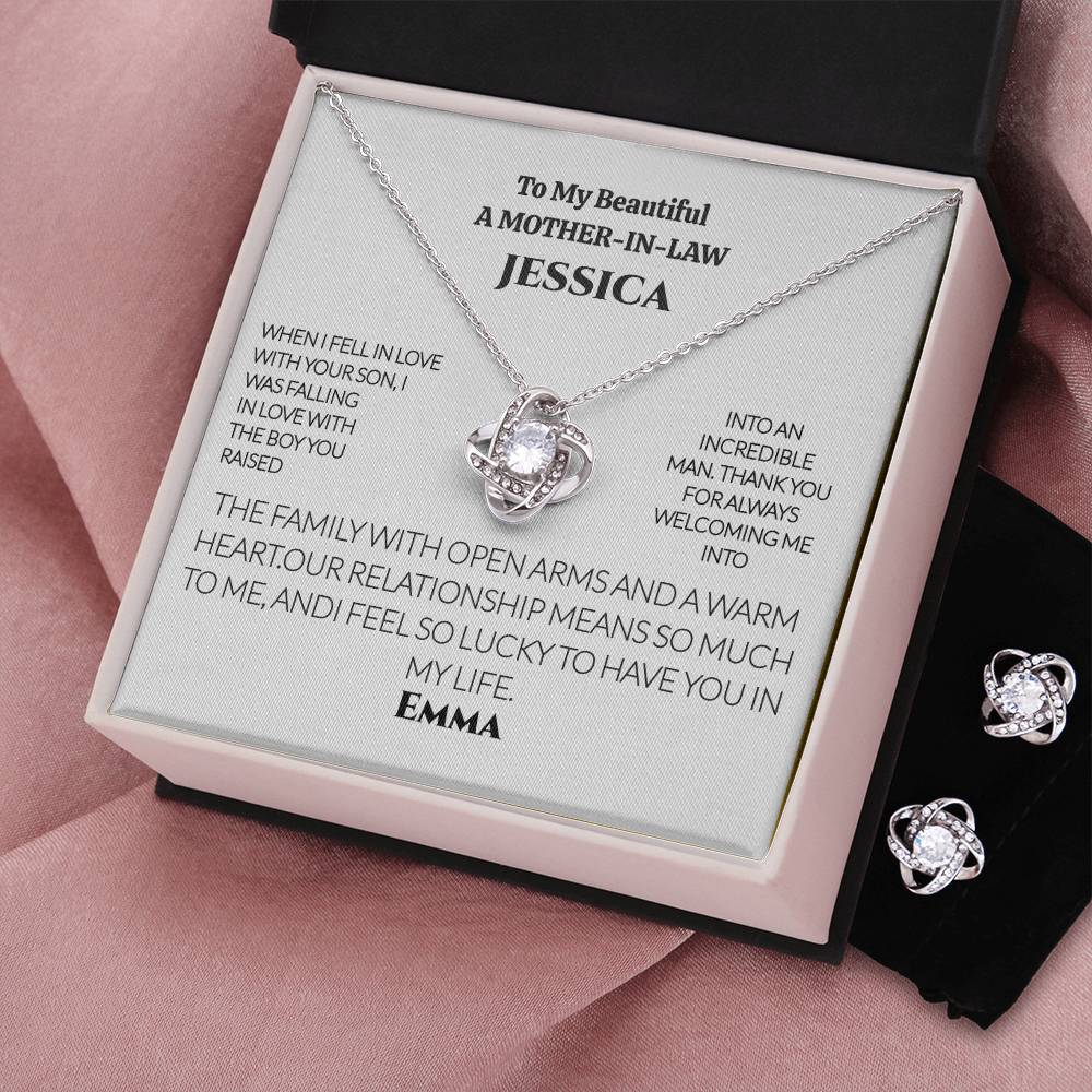 A Custom Love Earring & Necklace SetGift for Mom-In-Law