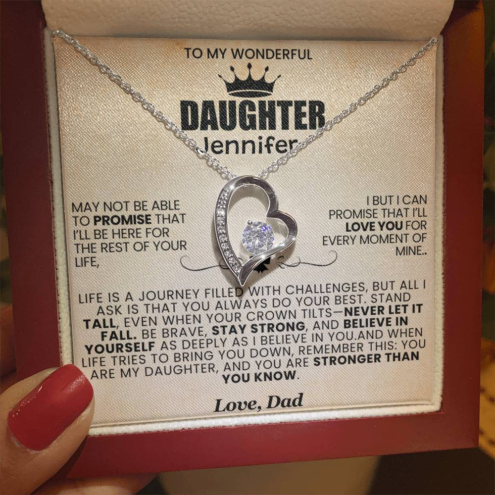 To My Princess Daughter Forever Love Necklace vintage and black