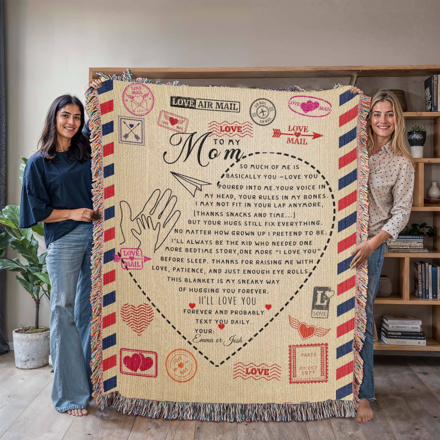 A Custom Blanket Letter to Mom from a Child.