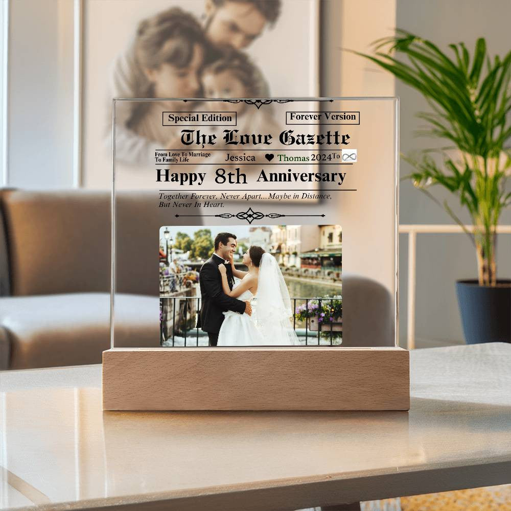 A Personalized Love Gazette Acrylic Square Plaque