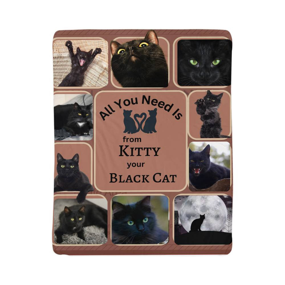 A Photo Personalized Cat Sherpa or Fleece Blanket