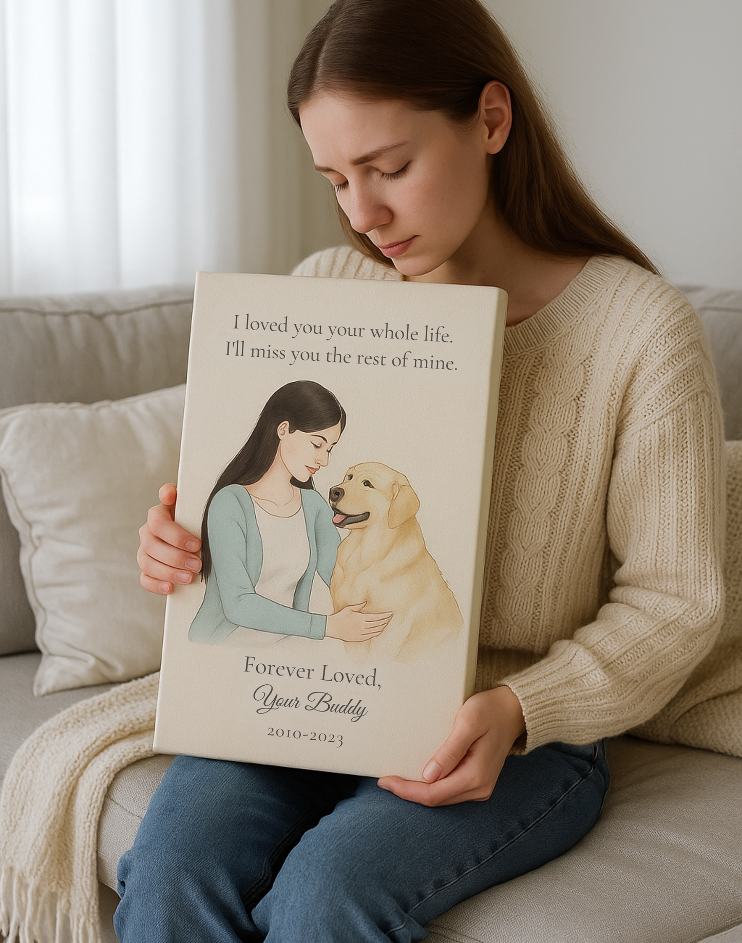 Forever in Her Heart: Personalized Dog Memorial Canvas for Mom