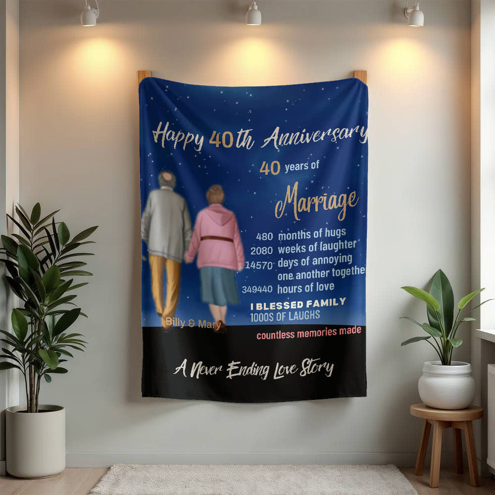 A Personalized Anniversary Older Couple Sherpa or Fleece Blanket