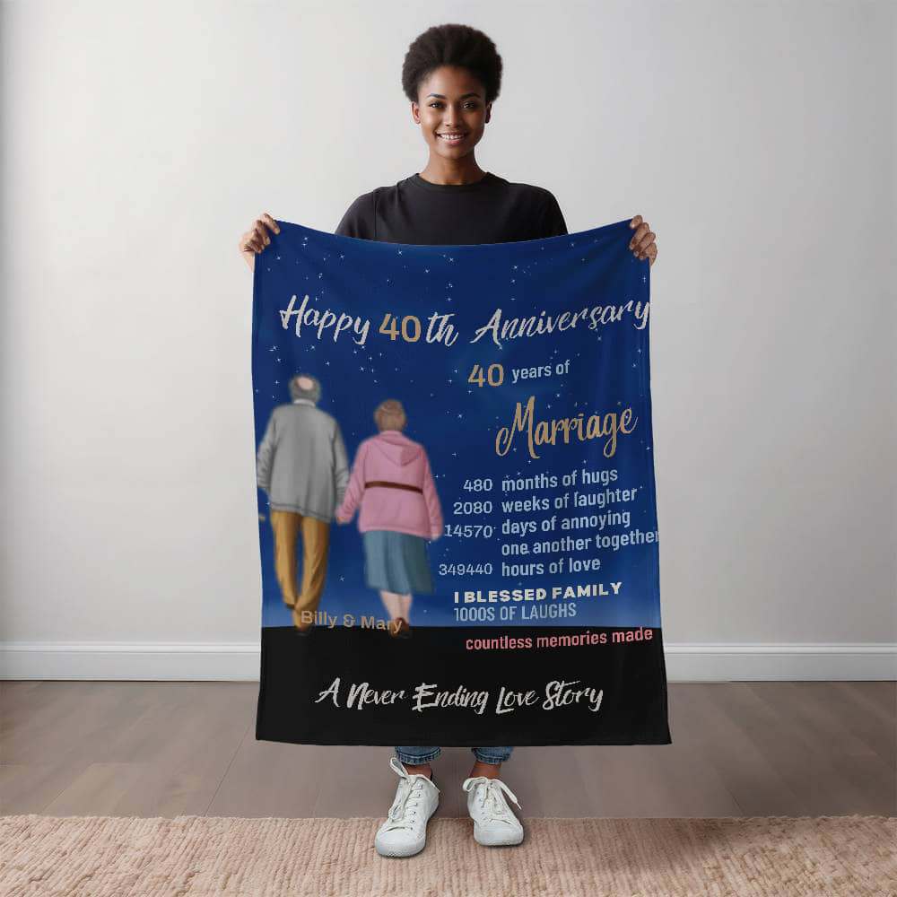 A Personalized Anniversary Older Couple Sherpa or Fleece Blanket