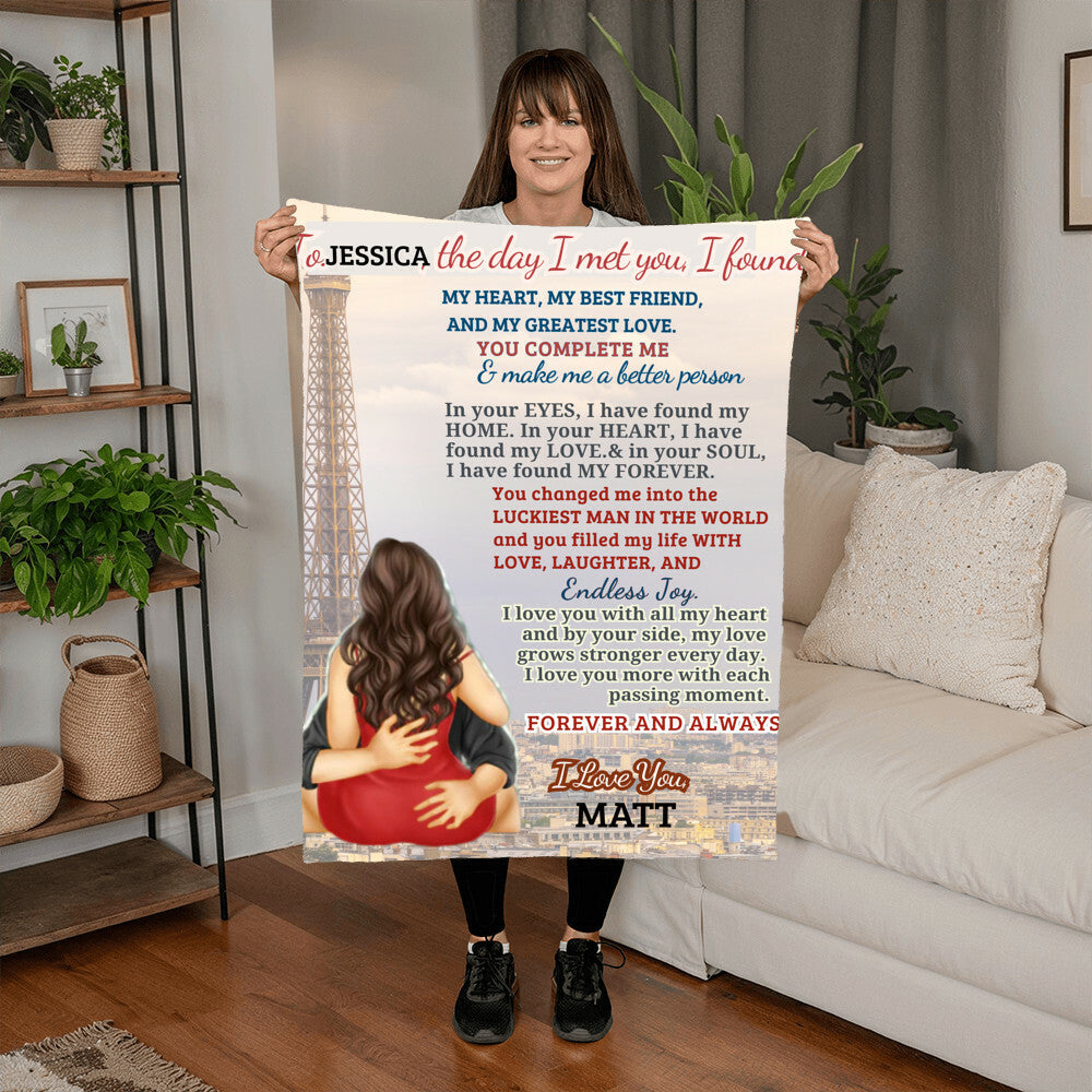 A Love Letter from Paris to My Wife, Partner or Girlfriend, a Sherpa, Fleece or Woven Blanket
