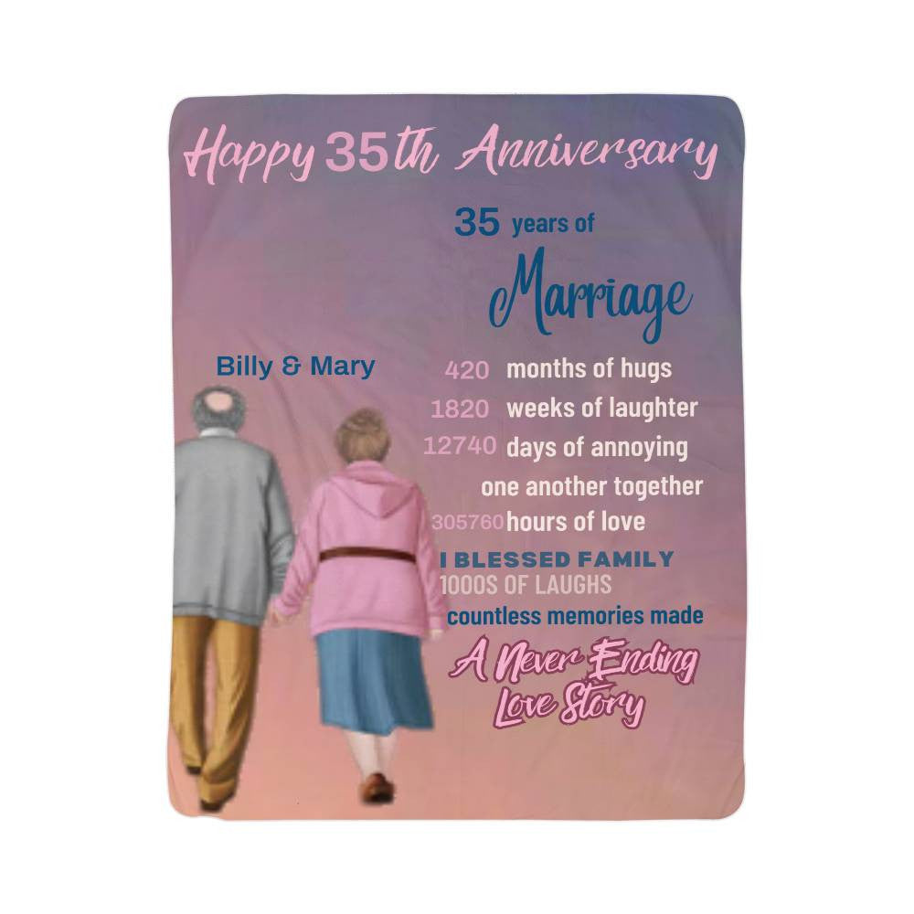A Personalized Anniversary Older Couple Sherpa or Fleece Blanket