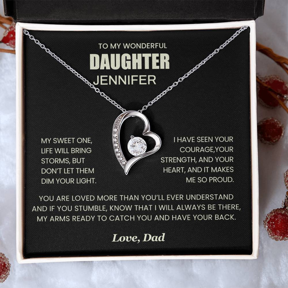 Dancing in the Rain Necklace for Daughter from Dad, Forever Love Necklace Black