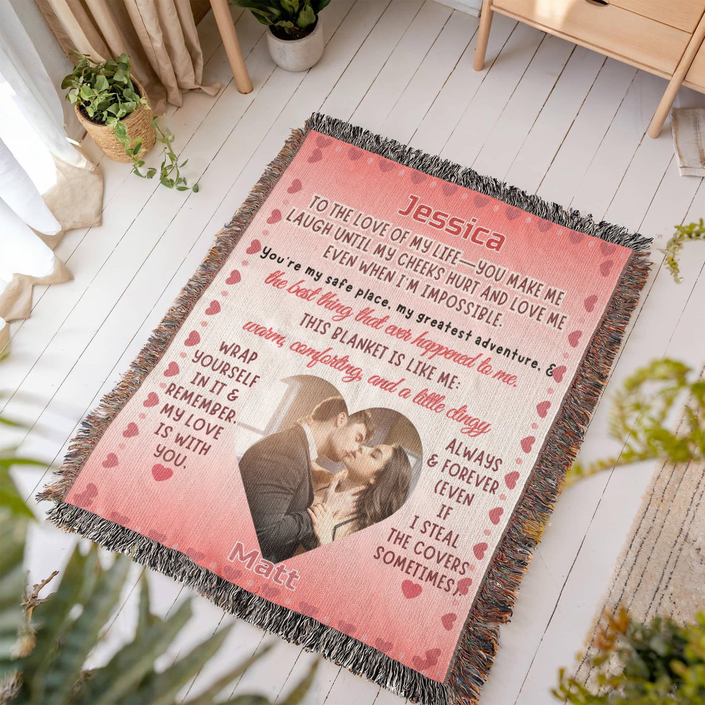 Heart Photo Love Sherpa Fleece Blanket for Wife, Girlfriend, Sweetheart, Partner, Soulmat