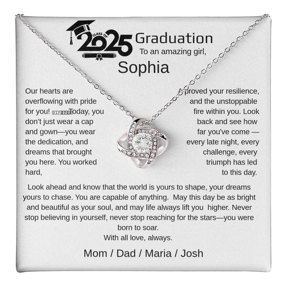 A Graduation Personalized Necklace Gift for a Woman.