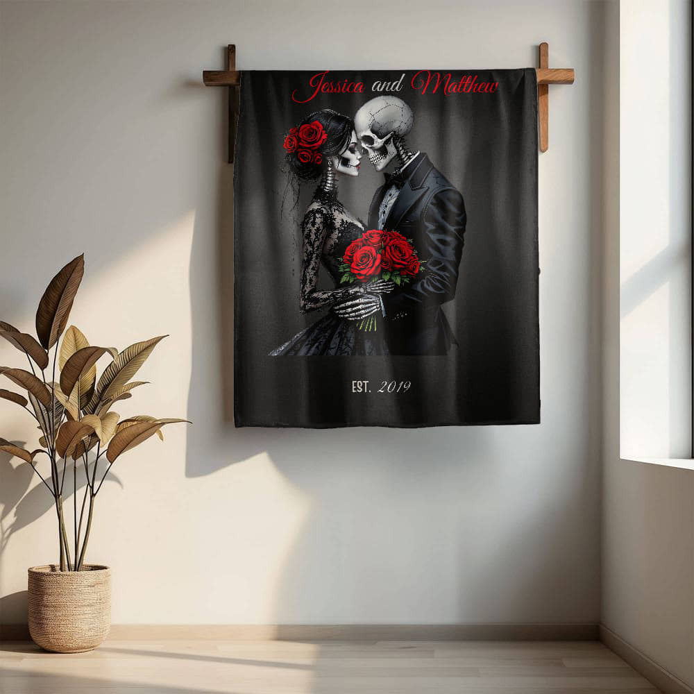 A Skeleton Personalized Love Sherpa or Fleece Blanket