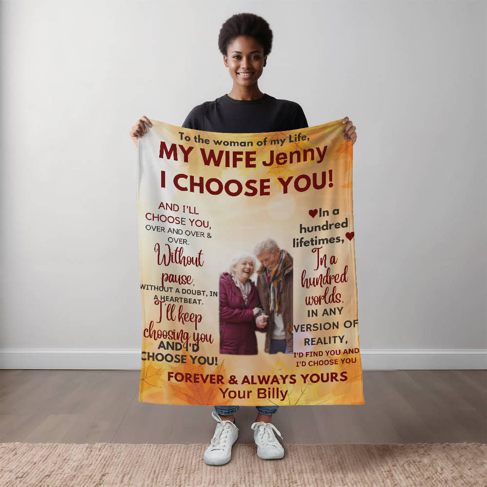 A Personalized I Choose You Sherpa or Fleece Blanket for an Older Couple.