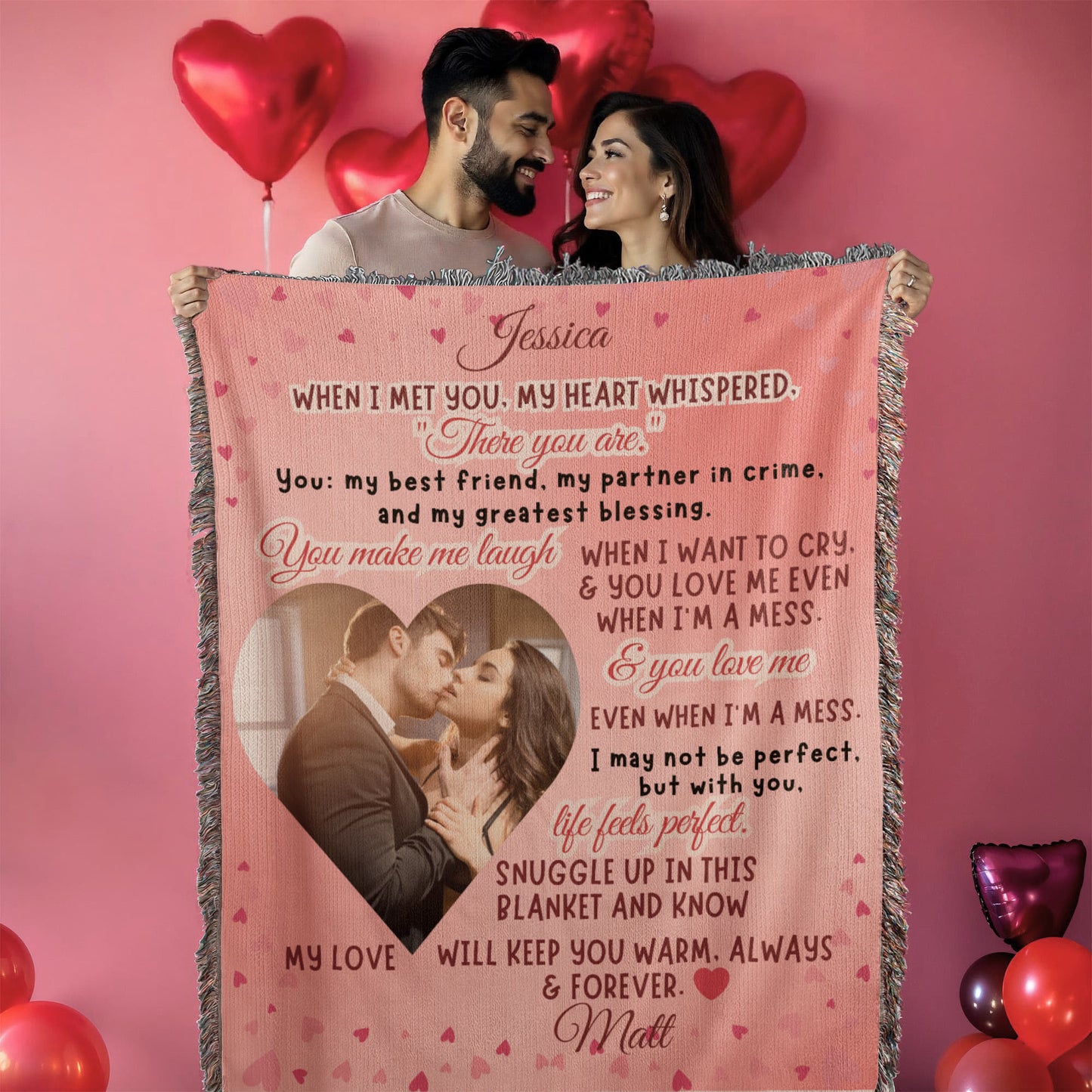 Heart Love Sherpa Fleece Blanket for Wife, Girlfriend, Partner or Soulmate