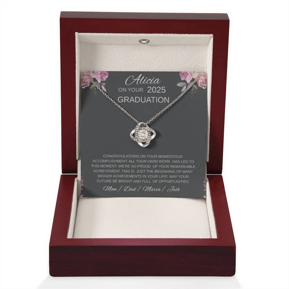 A Gift for a Graduating Loved Woman, a Necklace (Yellow & White Gold Variants)