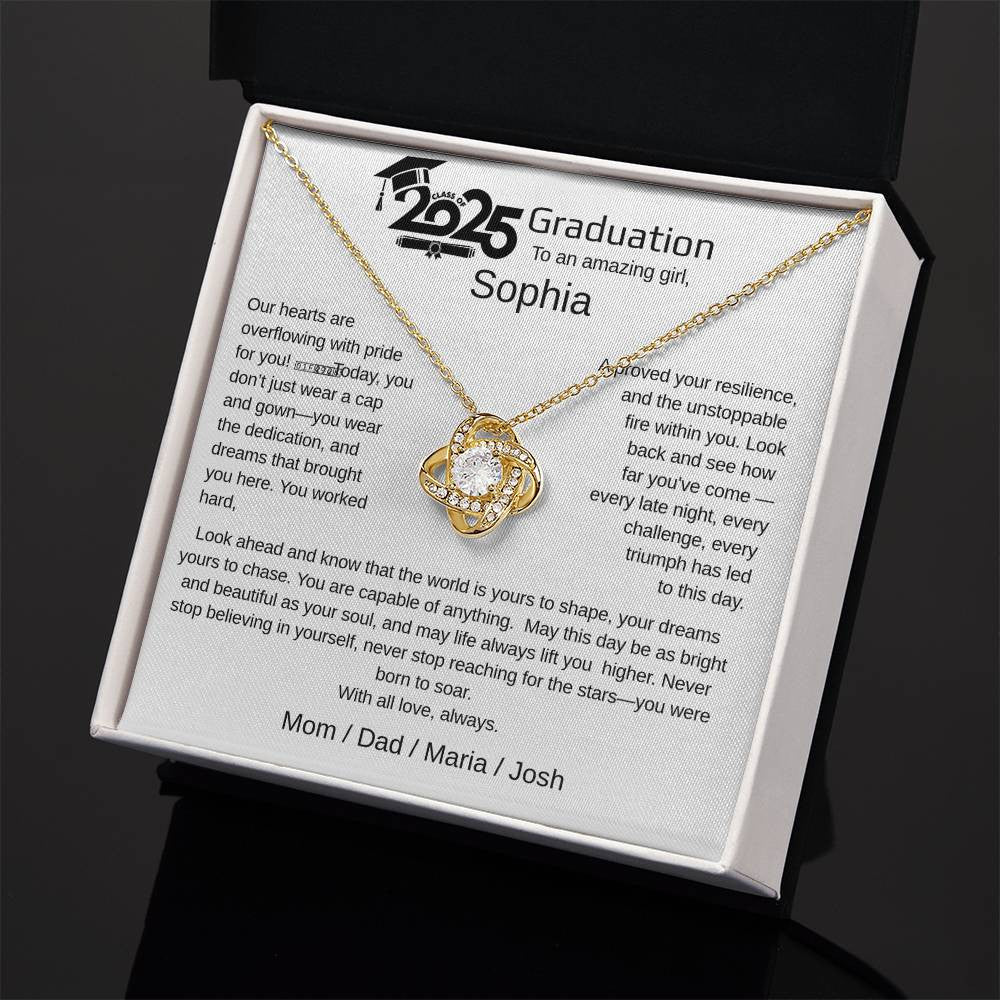 A Graduation Personalized Necklace Gift for a Woman.