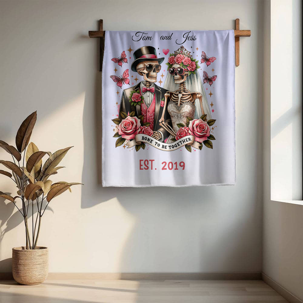 A Skeleton Love Sherpa or Fleece Blanket