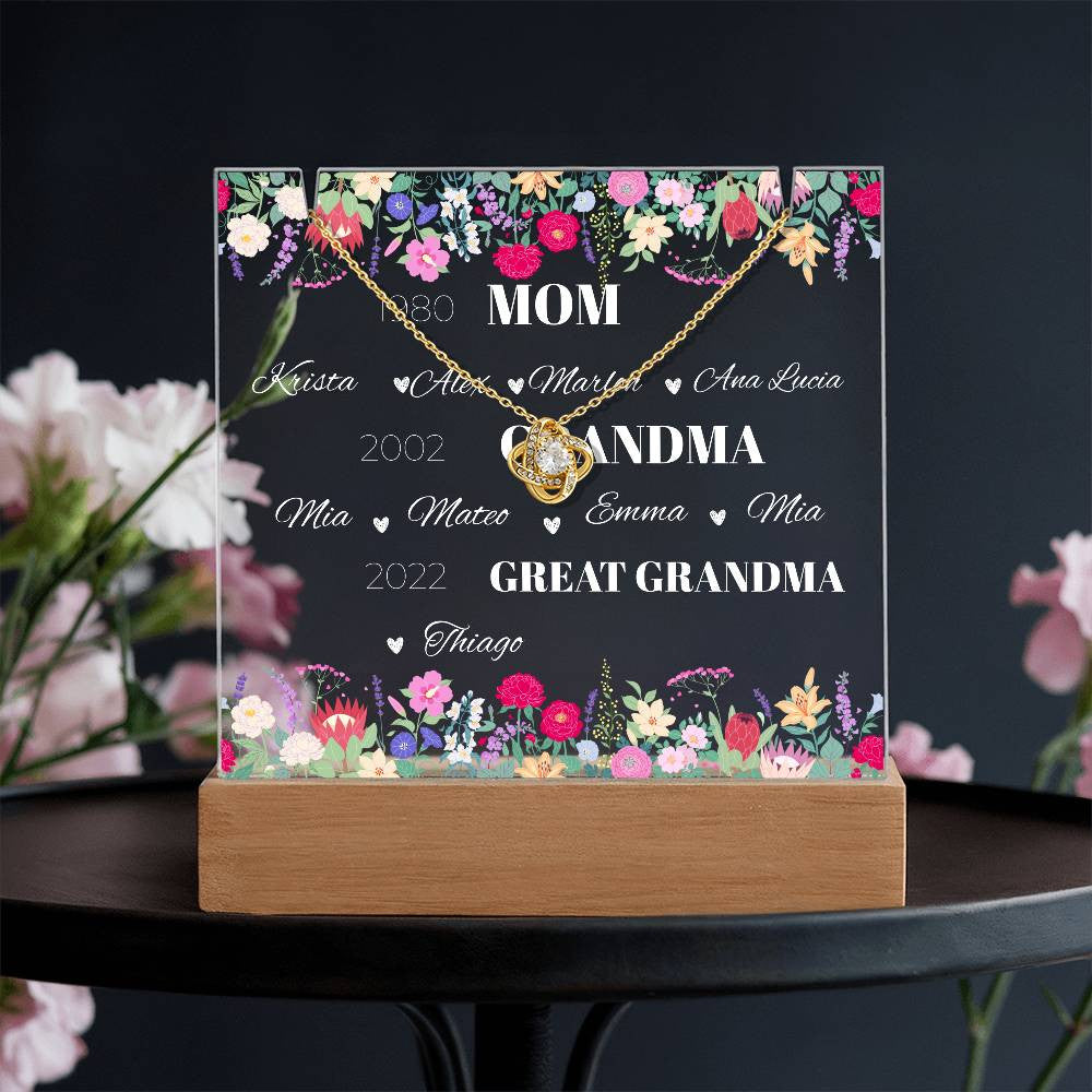 Personalized Gift Acrylic Necklace Bundle for Mom, Grandma and Greatgrandma