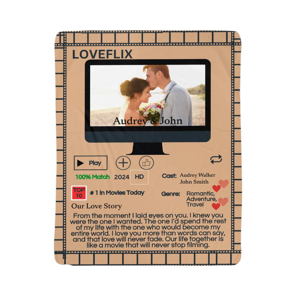 A Loveflix Personalized Love Sherpa or Fleece Blanket