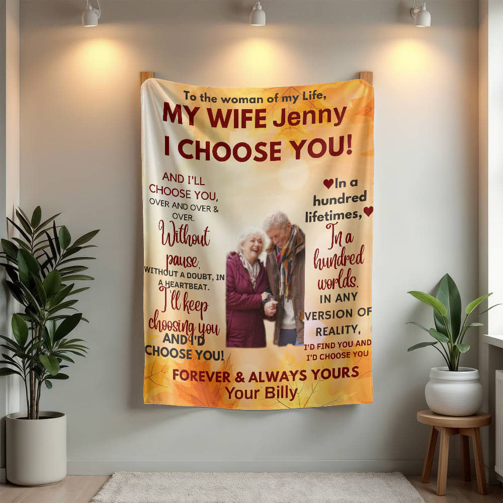 A Personalized I Choose You Sherpa or Fleece Blanket for an Older Couple.