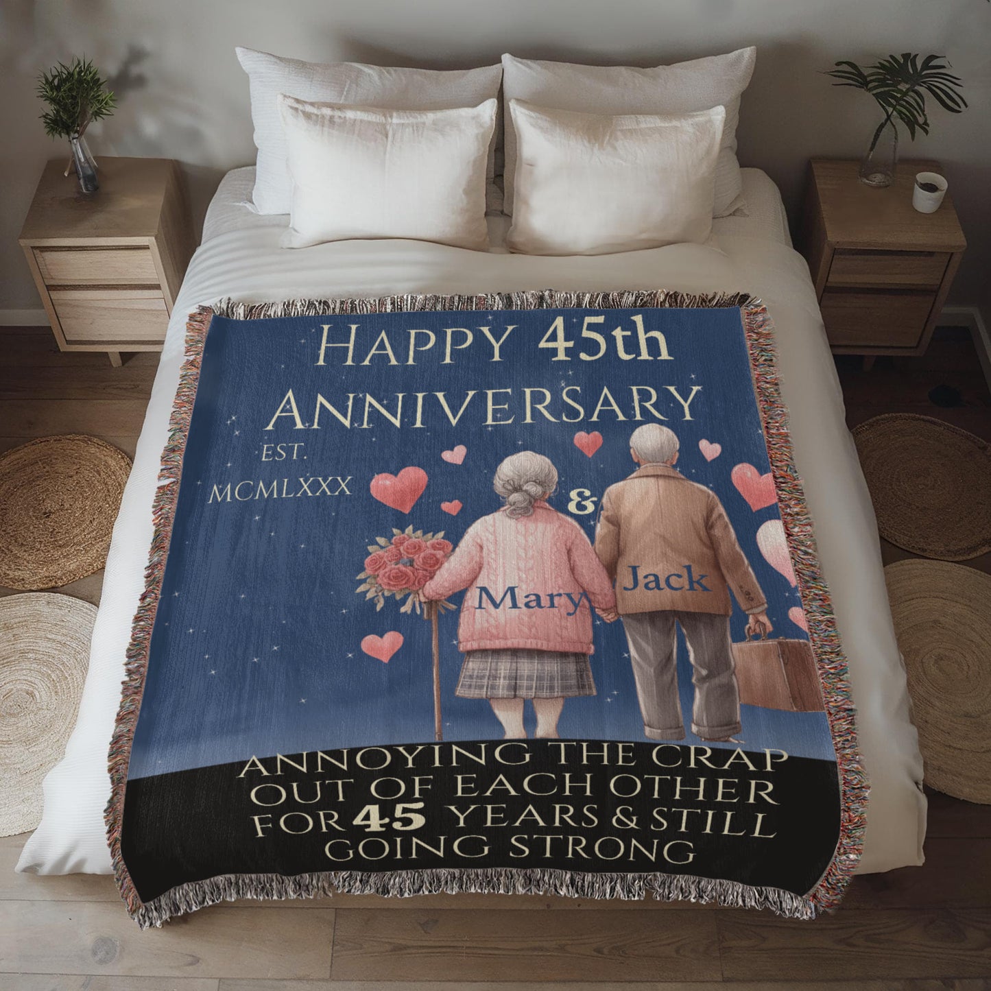 Old Couple Anniversary Love Sherpa, Fleece or Woven Blanket