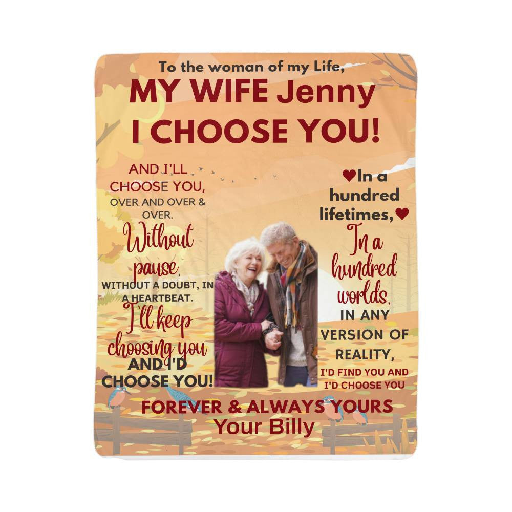 A Personalized I Choose You Sherpa or Fleece Blanket for Older Couple