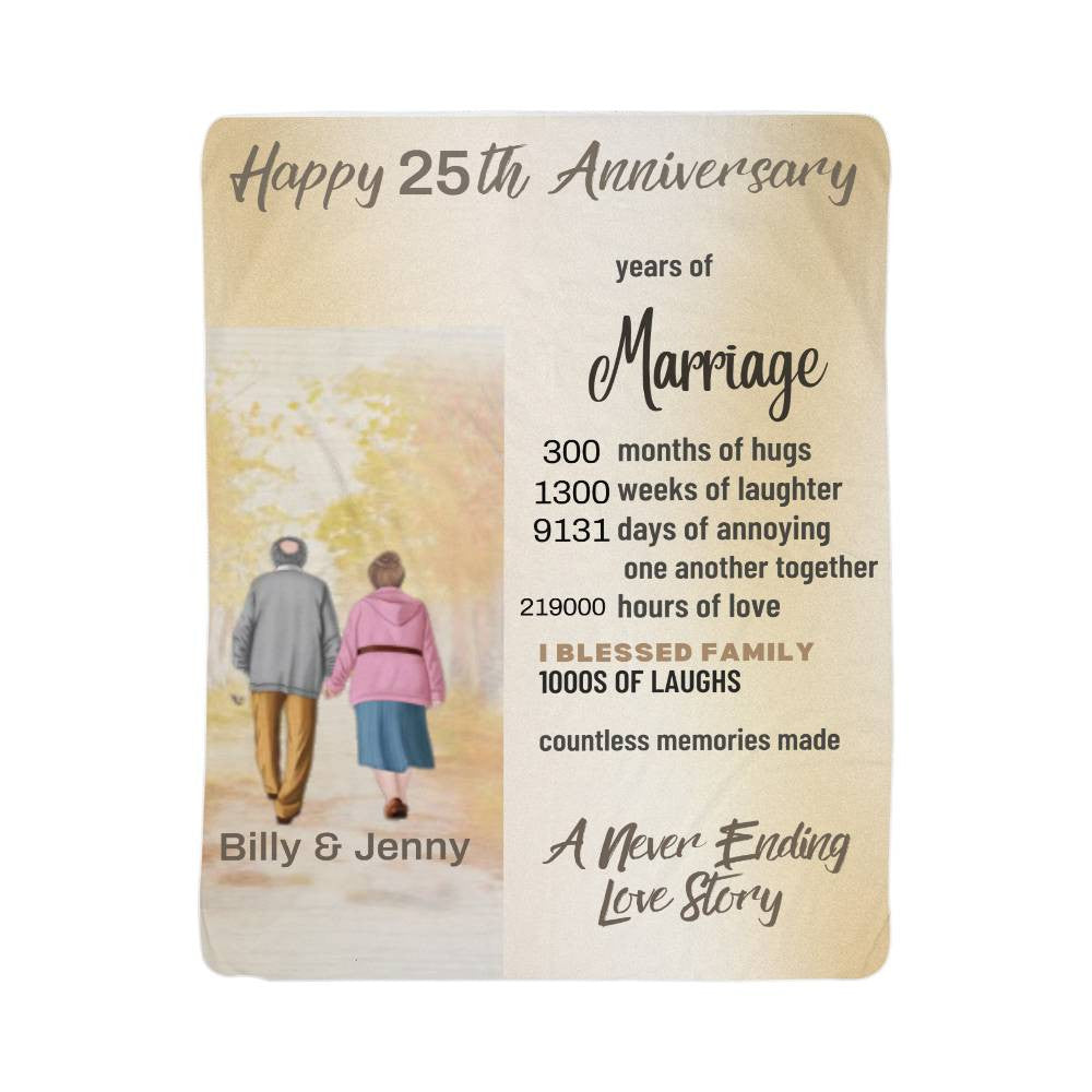 A Personalized Anniversary Old Couple Sherpa or Fleece Blanket